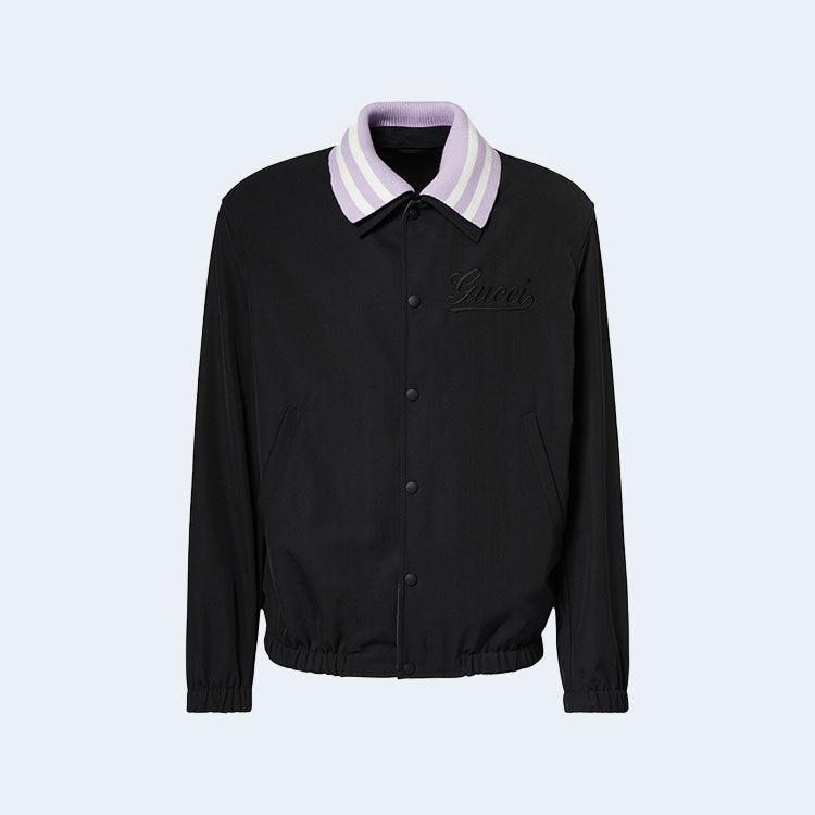 구찌 로고 자수 트윌 블루종 재킷