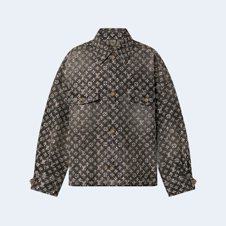 루이비통 메이드 투 오더 엠브로이더드 모노그램 데님 오버셔츠 1ABY92