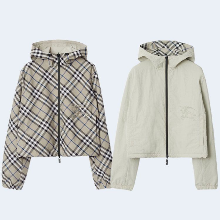 버버리 크롭 리버시블 체크 재킷