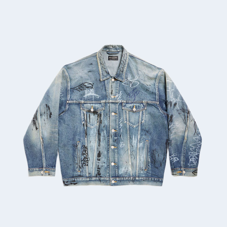 발렌시아가 그래피티 오버사이즈 재킷 라이트 블루