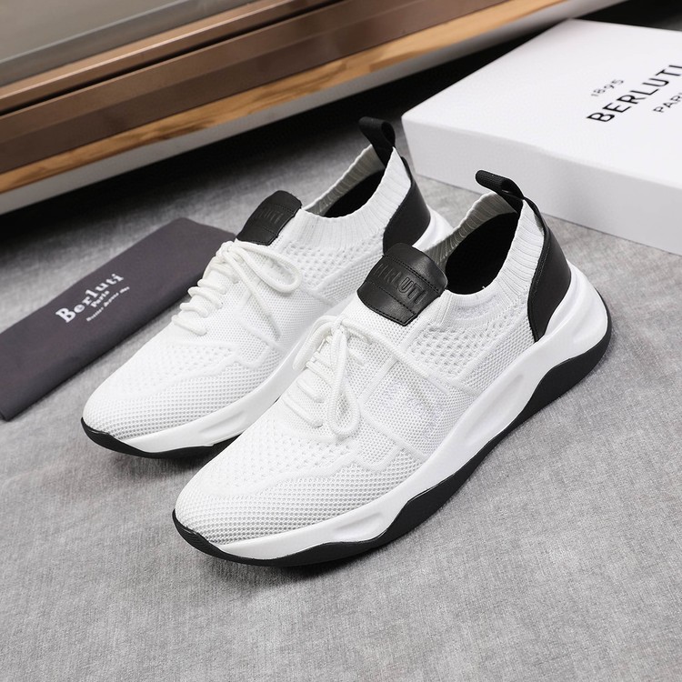 벨루티 쉐도우 니트 레더 화이트