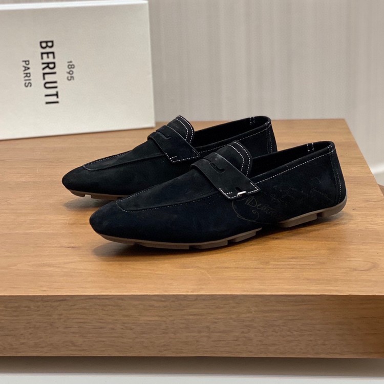 벨루티 로렌조 드라이브 캐모시오 레더 블랙