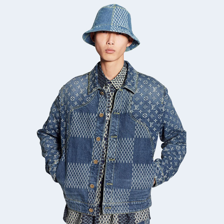 루이비통 x 니고 자이언트 다미에 웨이브 MNGM 데님 자켓 블루