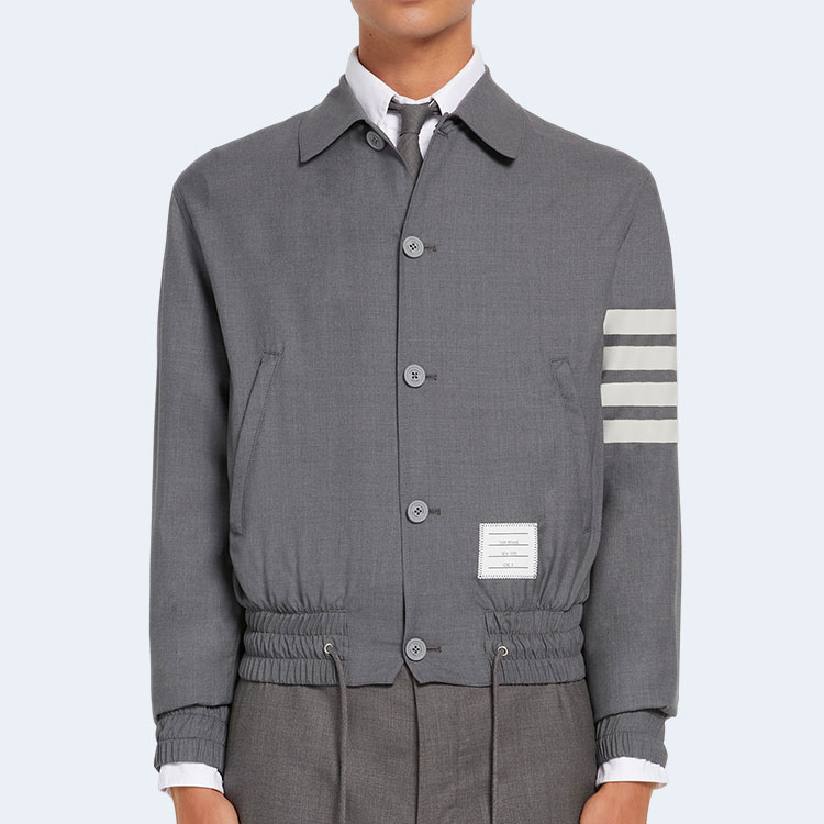 톰브라운 울 4-바 드로스트링 웨이스트 블루종 재킷