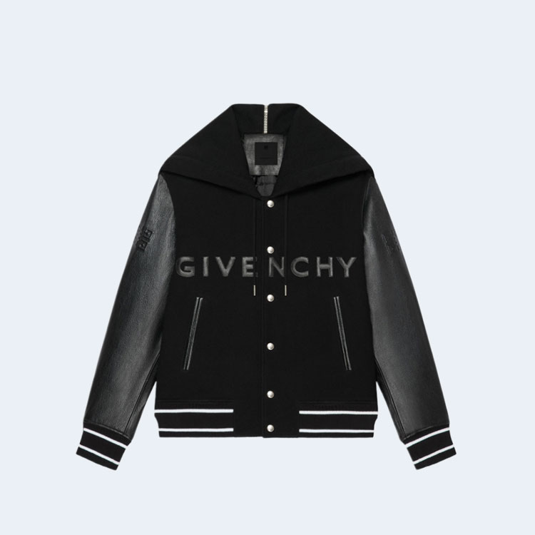 지방시 울 레더 후디 바시티 재킷