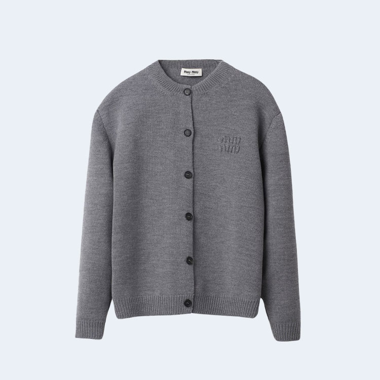 미우미우 울 앤 나일론 니트 가디건