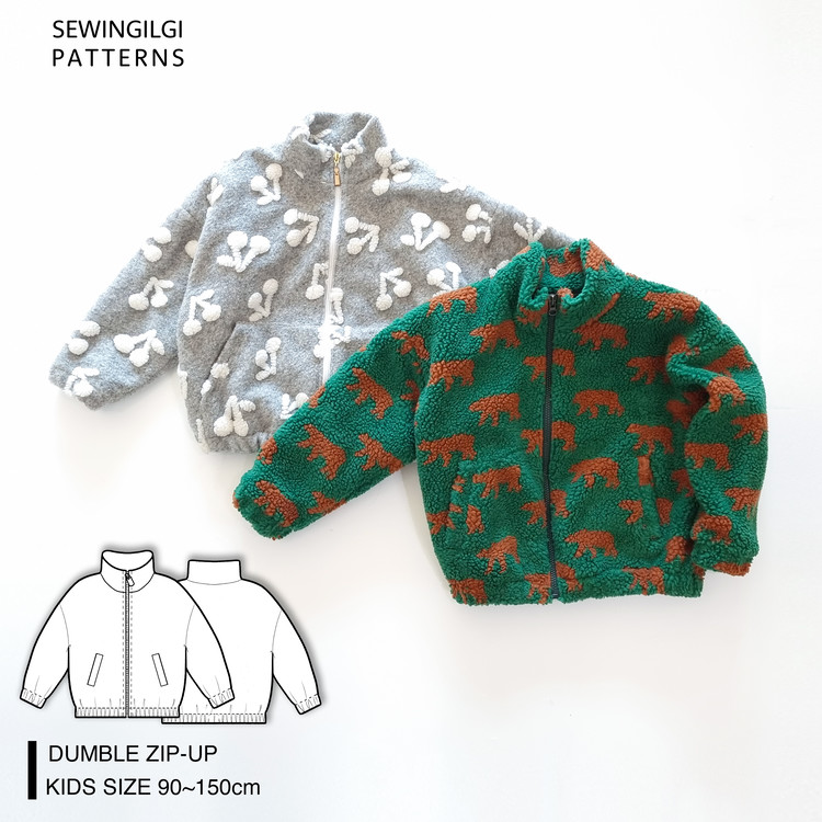 SET of Dumble Stand Collar Zip-up for kids & adult Pattern : SEWINGILGI ...