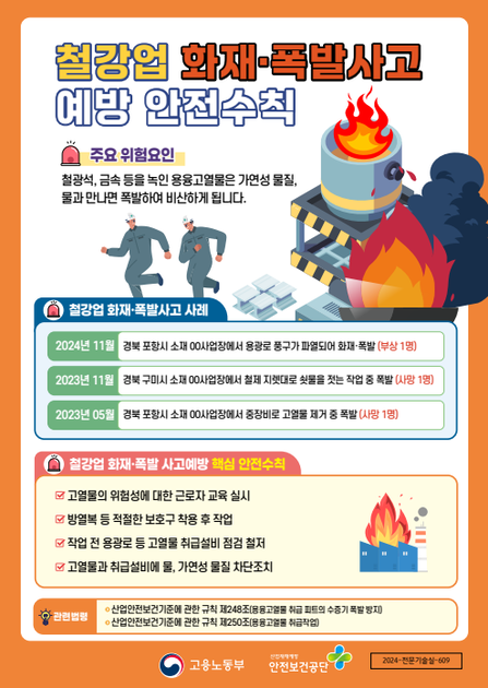 철강업 화재폭발 사고예방 리플렛 : 모두안전보건연구소