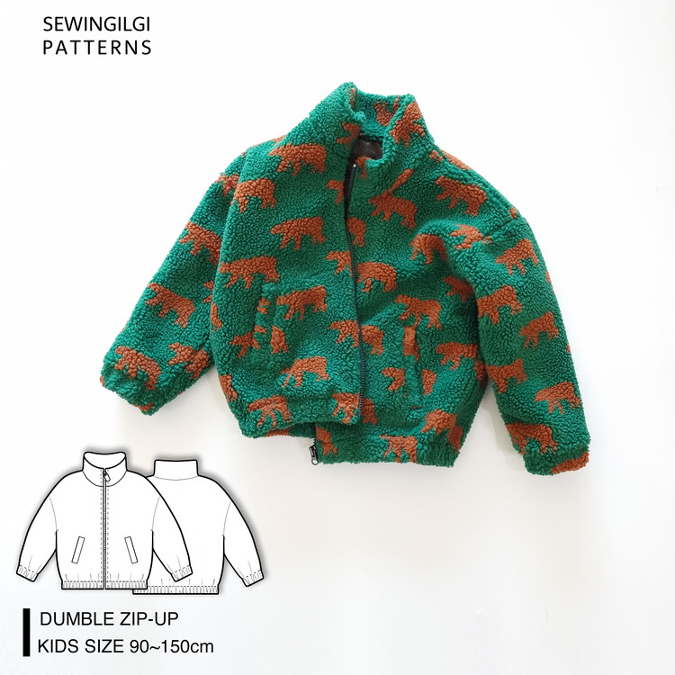 SET of Dumble Stand Collar Zip-up for kids & adult Pattern : SEWINGILGI ...