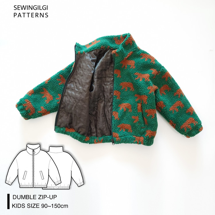 SET of Dumble Stand Collar Zip-up for kids & adult Pattern : SEWINGILGI ...