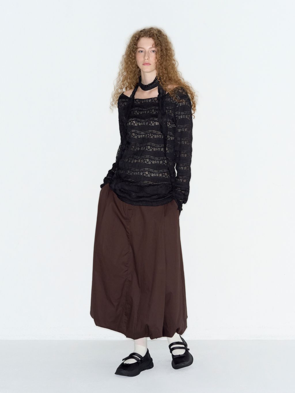 Pattern Punching Long sleeve - Black : 락케이크 Rock Cake