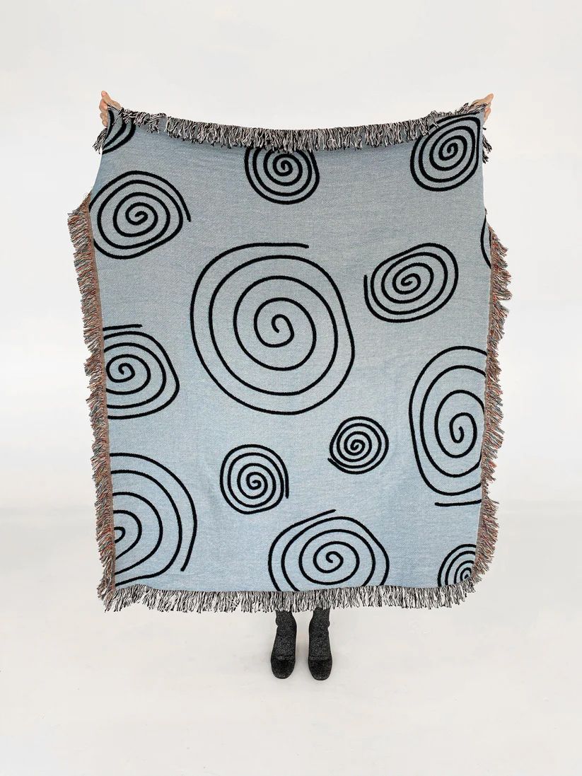 Twirls & Swirls Woven Throw Blanket/ Color: Cocoa Sky / M size : Johari ...
