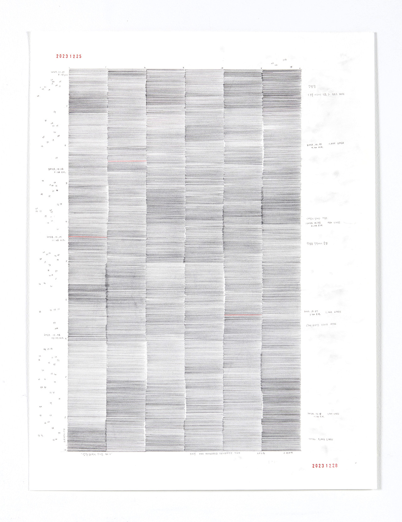 Day 172, Graphite on Paper, 46cm x 61cm, 2024