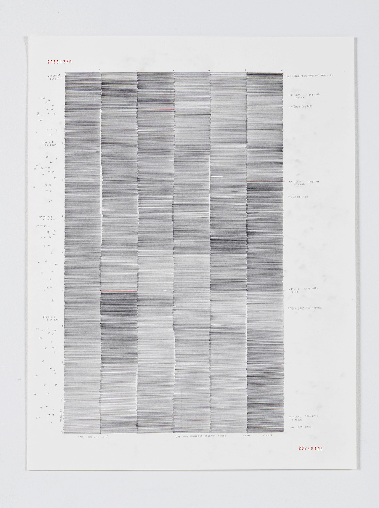 Day 173, Graphite on Paper, 46cm x 61cm, 2024