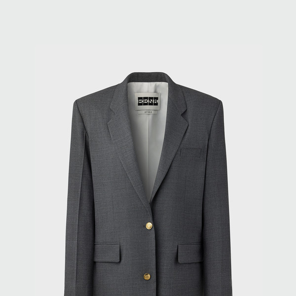 Single-Breasted Blazer - Grey : EENK SHOP
