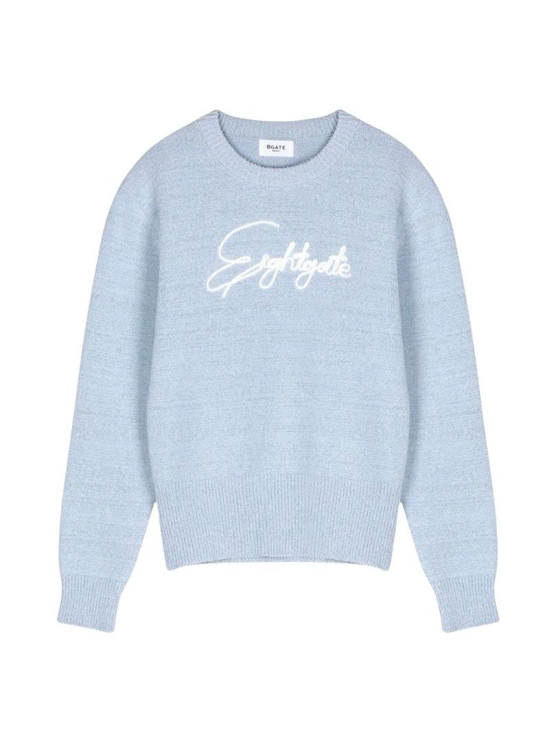 soft lettering knit(skyblue,ivory) : 에잇게이트