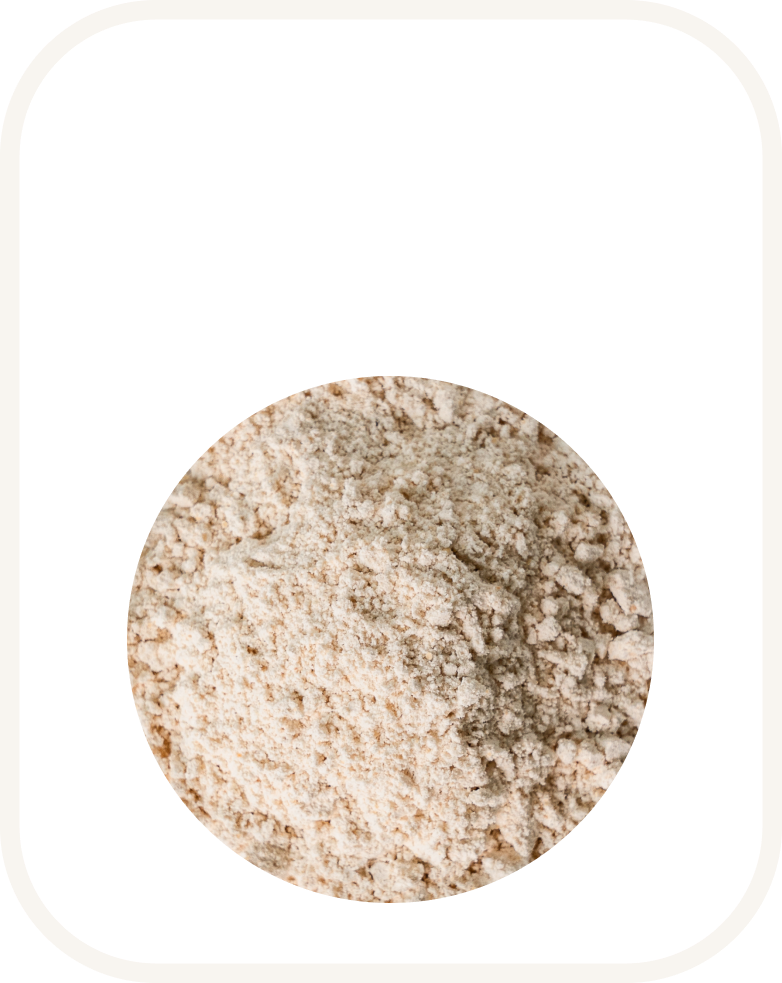 <p style="font-weight: 700; background-color: #252720; border-radius: 15px; padding: 5px 10px; width: fit-content; margin: 5px auto 0;">Oat Milk<br>Powder</p>