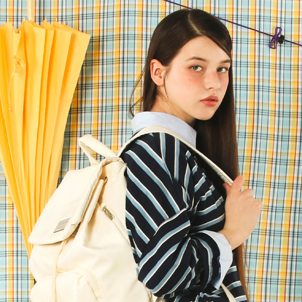 304 Small nylon draw flap backpack_Cream : Masmarulez [마스
