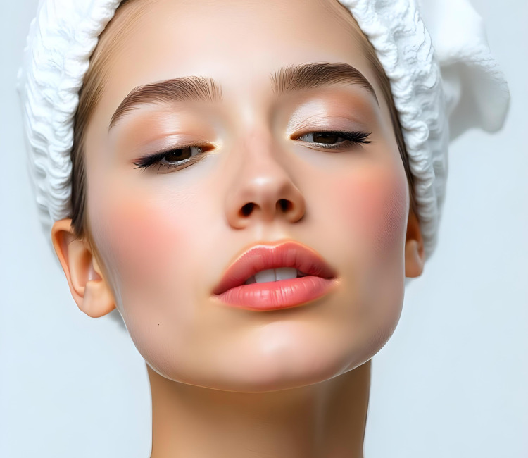 안면홍조 증상이 있는 피부의 클로즈업