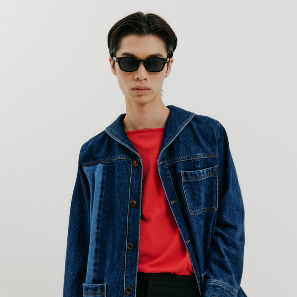 Sailor Collar Denim Jacket - Blue : EENK SHOP