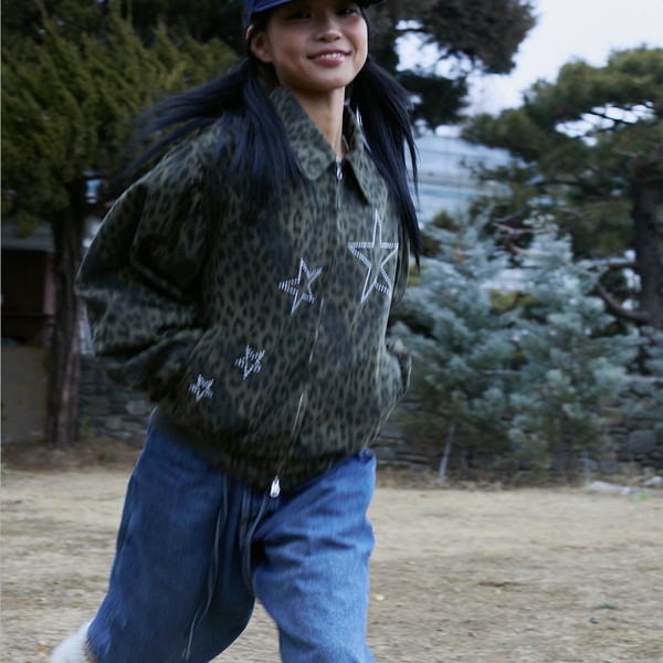 韓国商品/THE MUSEUMVISITOR HOT FIX LEOPARD WORK JACKET 韓国商品/THE MUSEUMVISITOR HOT FIX LEOPARD WORK JACKET (THE