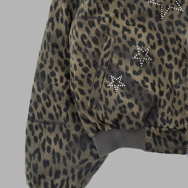[THE MUSEUM VISITOR]★韓国人気★HOT FIX LEOPARD WORK JACKET HOT FIX LEOPARD WORK JACKET (KHAKI) : THE MUSEUM VISITOR