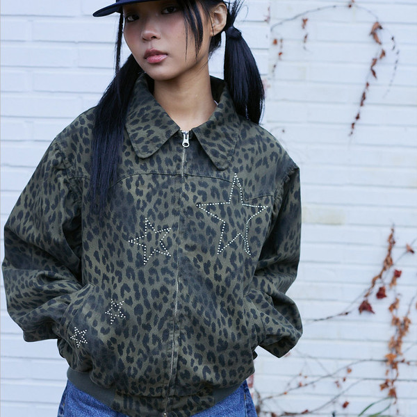 HOT FIX LEOPARD WORK JACKET (KHAKI) : THE MUSEUM VISITOR