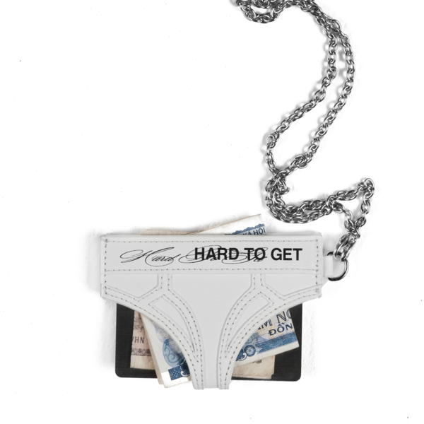 【604service】HARD TO GET LEATHER THONG CARD HOLDER HARD TO GET LEATHER THONG CARD HOLDER IN WHITE : 604SERVICE
