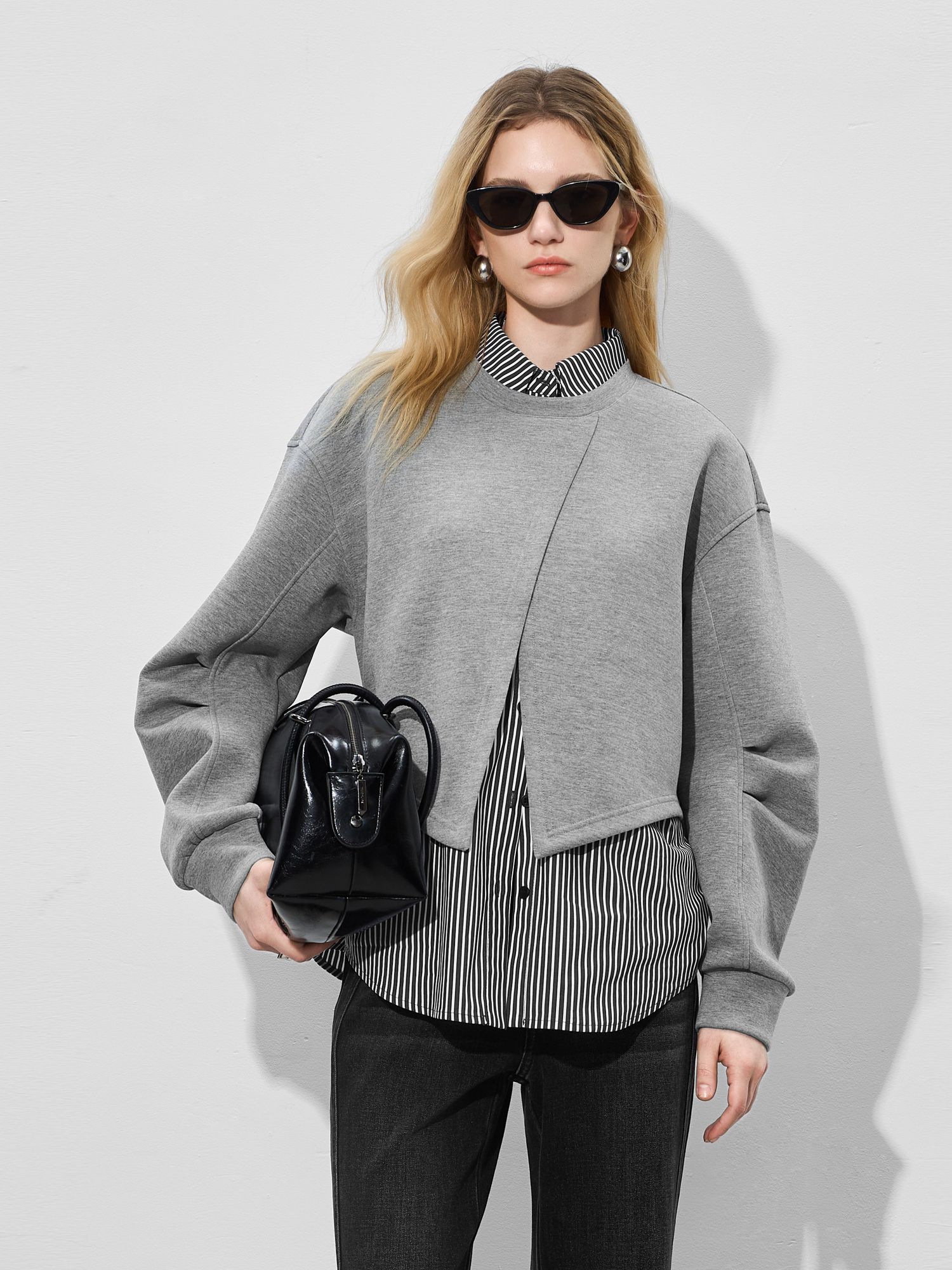 Athflow Layer Stripe Shirt + Knit Top : 엘레니크(Elenique)