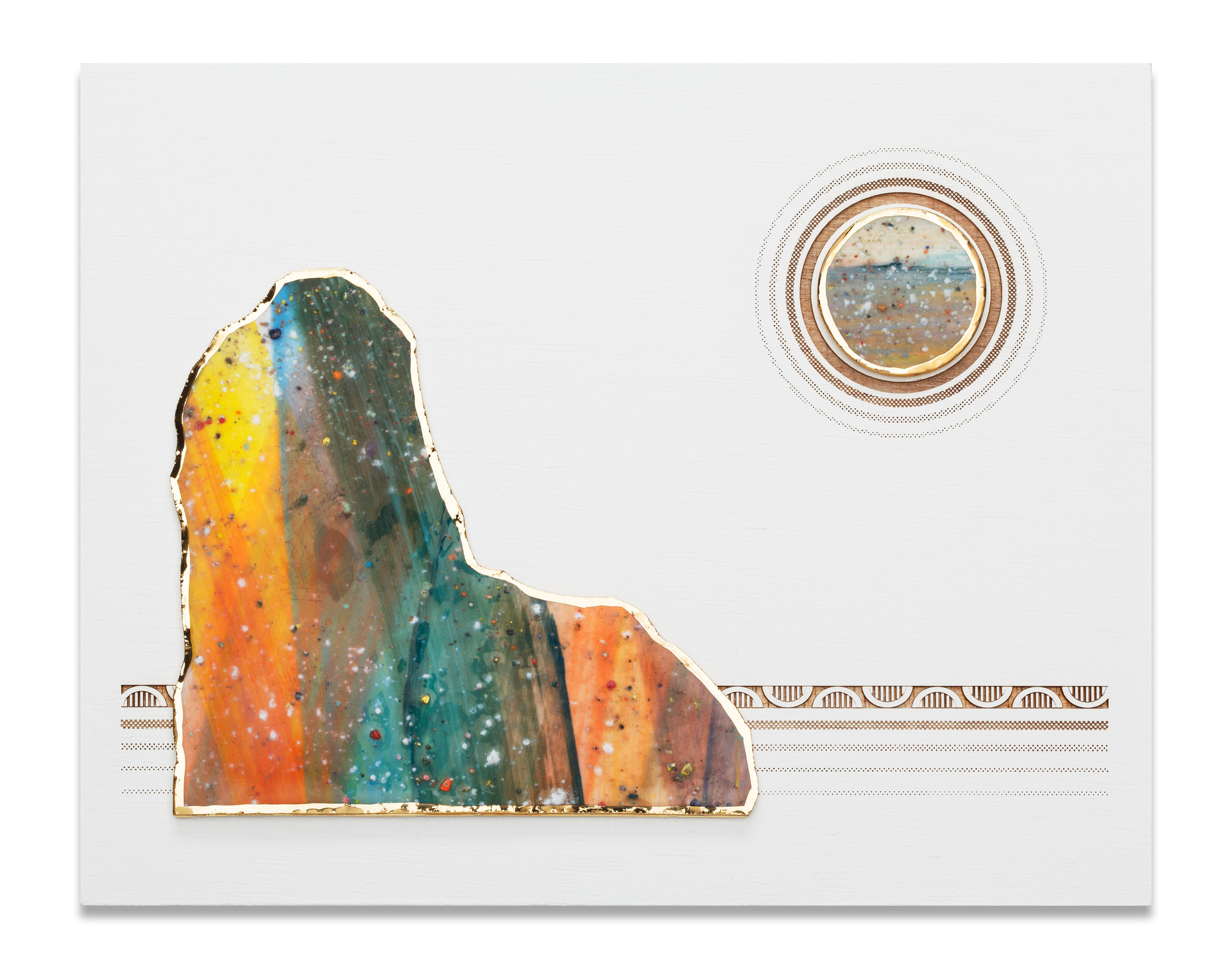 우주별 장생도 _ Universe star Jangsaengdo. Ceramic, acrylic on wood, 24 x 19cm