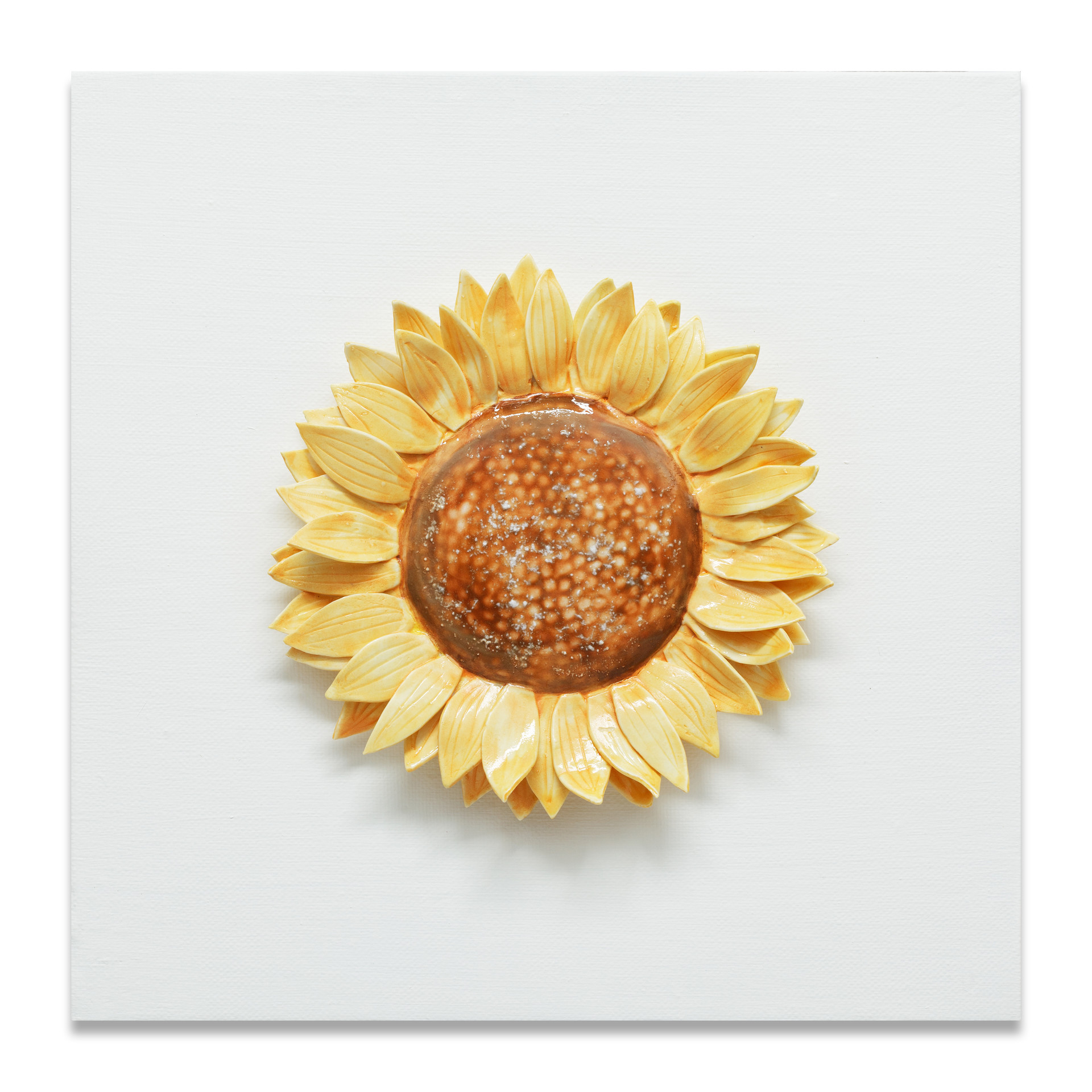 해바라기 _ Sunflower. Ceramic, acrylic on canvas, 24.5 x 24,5cm