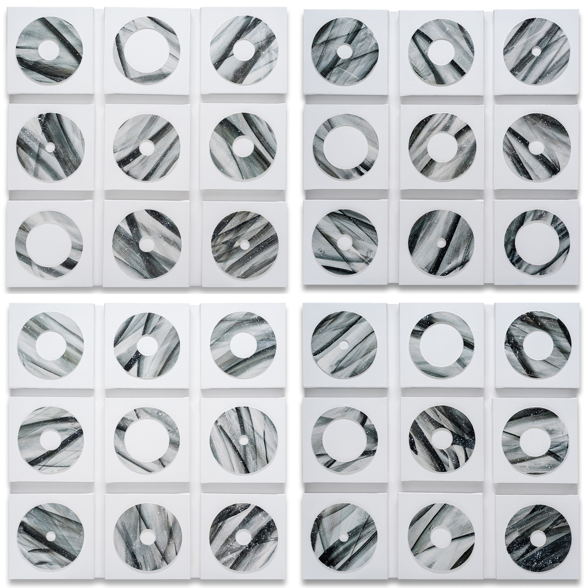 따로 또 같이, Black_Together, Yet Apart. Ceramic, acrylic on canvas. 160x160