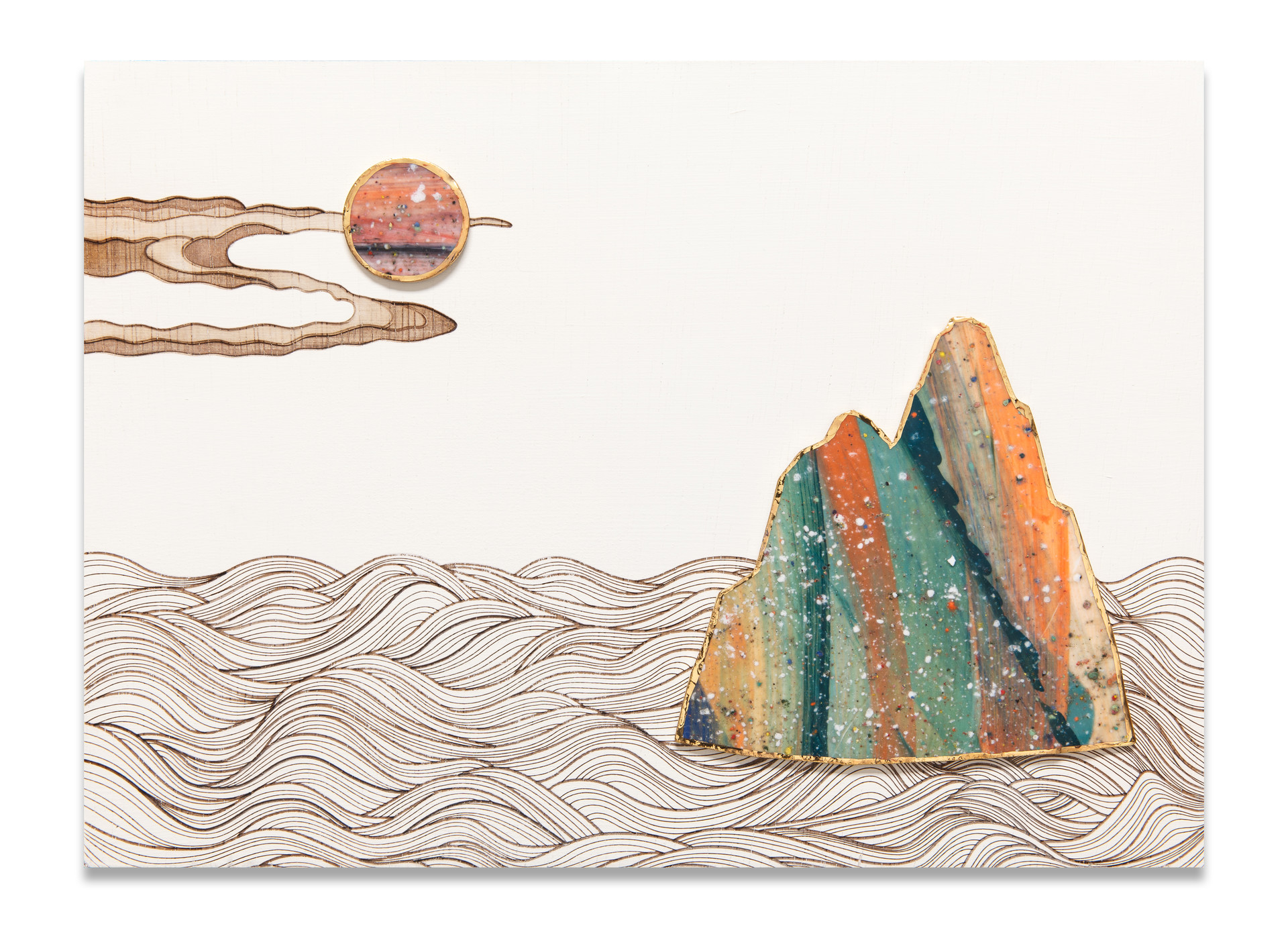 우주별 장생도 _ Universe star Jangsaengdo. Ceramic, acrylic on wood, 33.4x24.2cm