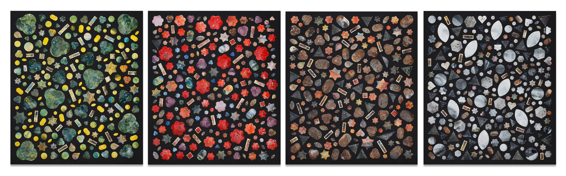 시골의 사계절 _ Four seasons in the Countryside. Ceramic, acrylic on canvas.  45.3 x 53cm