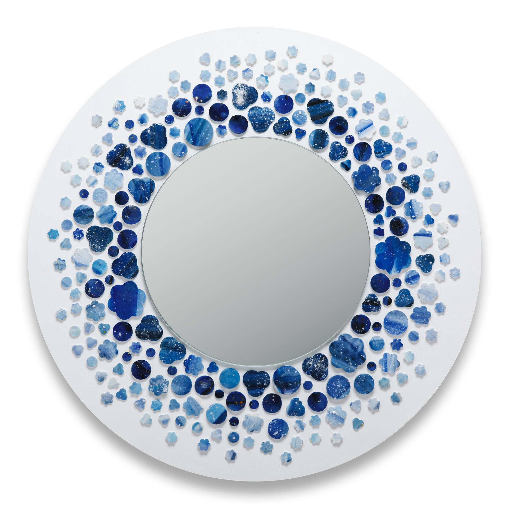 시작 _ Start. Ceramic, acrylic, mirror on canvas, 60 x 60cm