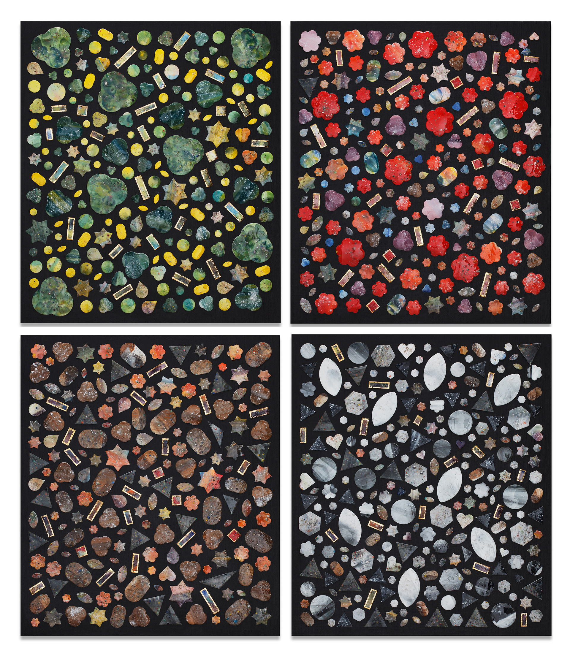 시골의 사계절 _ Four seasons in the Countryside. Ceramic, acrylic on canvas.  45.3 x 53cm