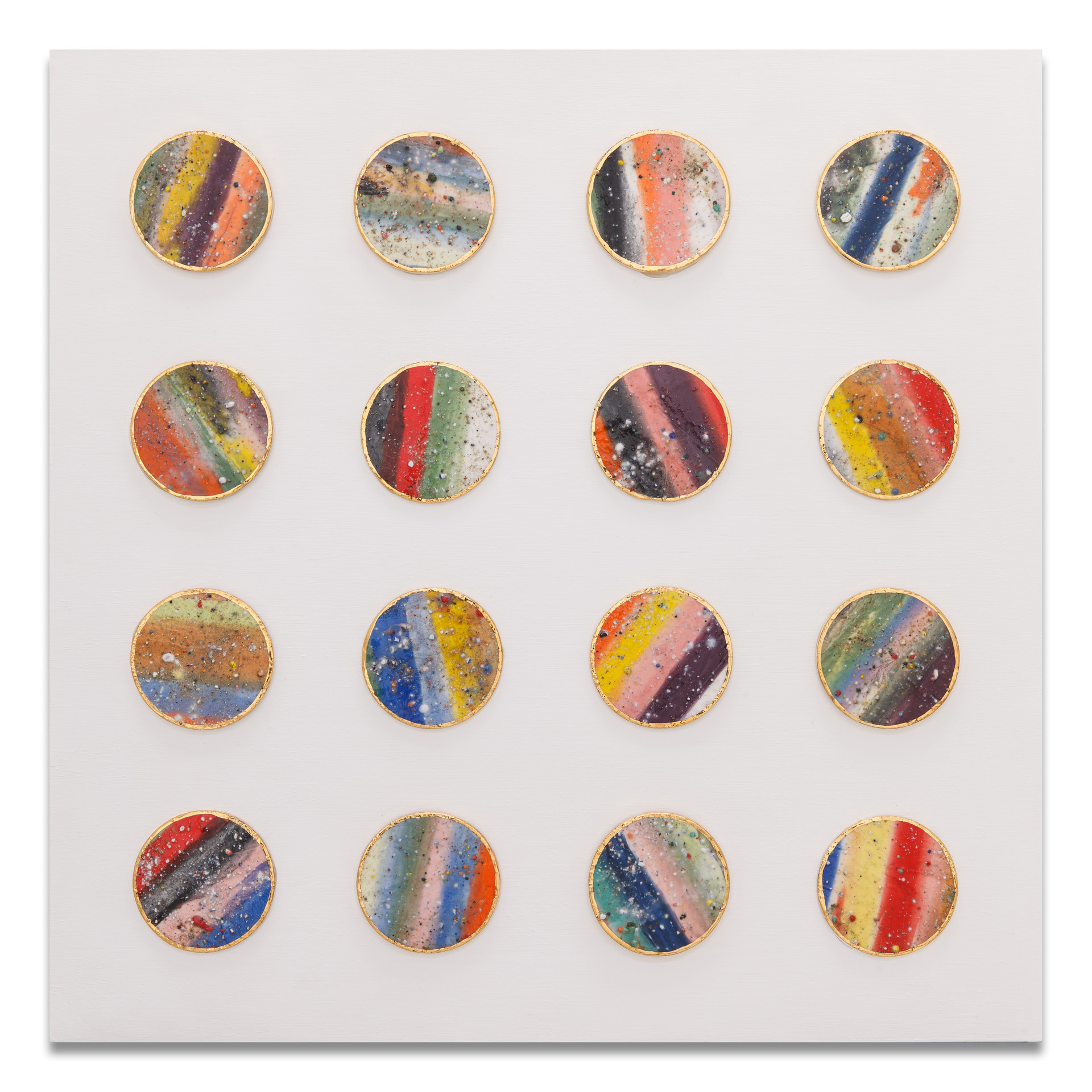 관계 _ Relationship. ceramic, 24k gold, acrylic on wood. 50x50cm