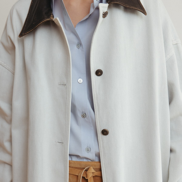 トレンチコート MONOHA : 25SS / Dying trench coat (light gray) Vintage-90s-Women-Trench-Coat-