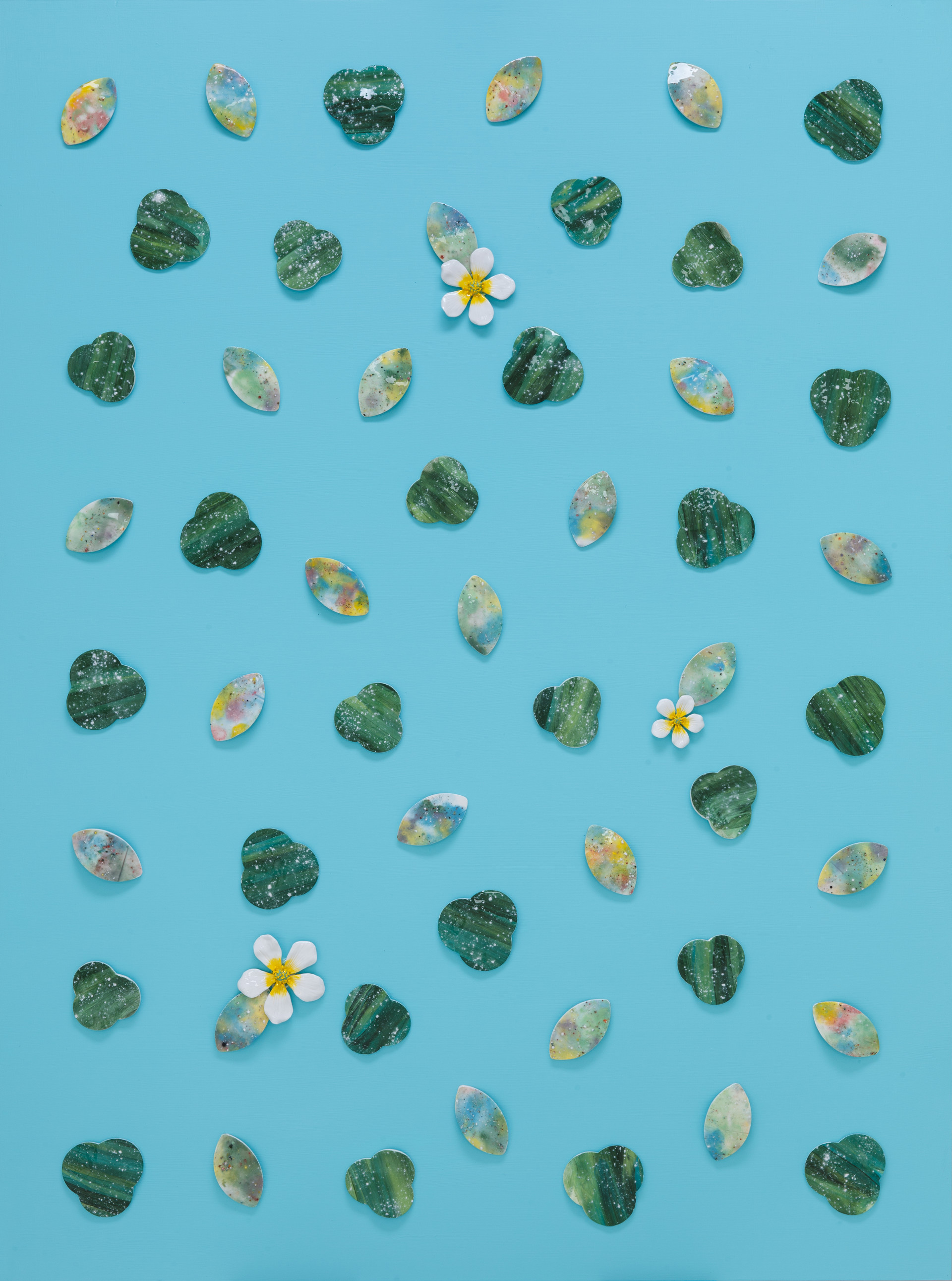 Forever bloom  멸종위기 야생식물1급_매화마름. ceramic, acrylic on wood. 97x130