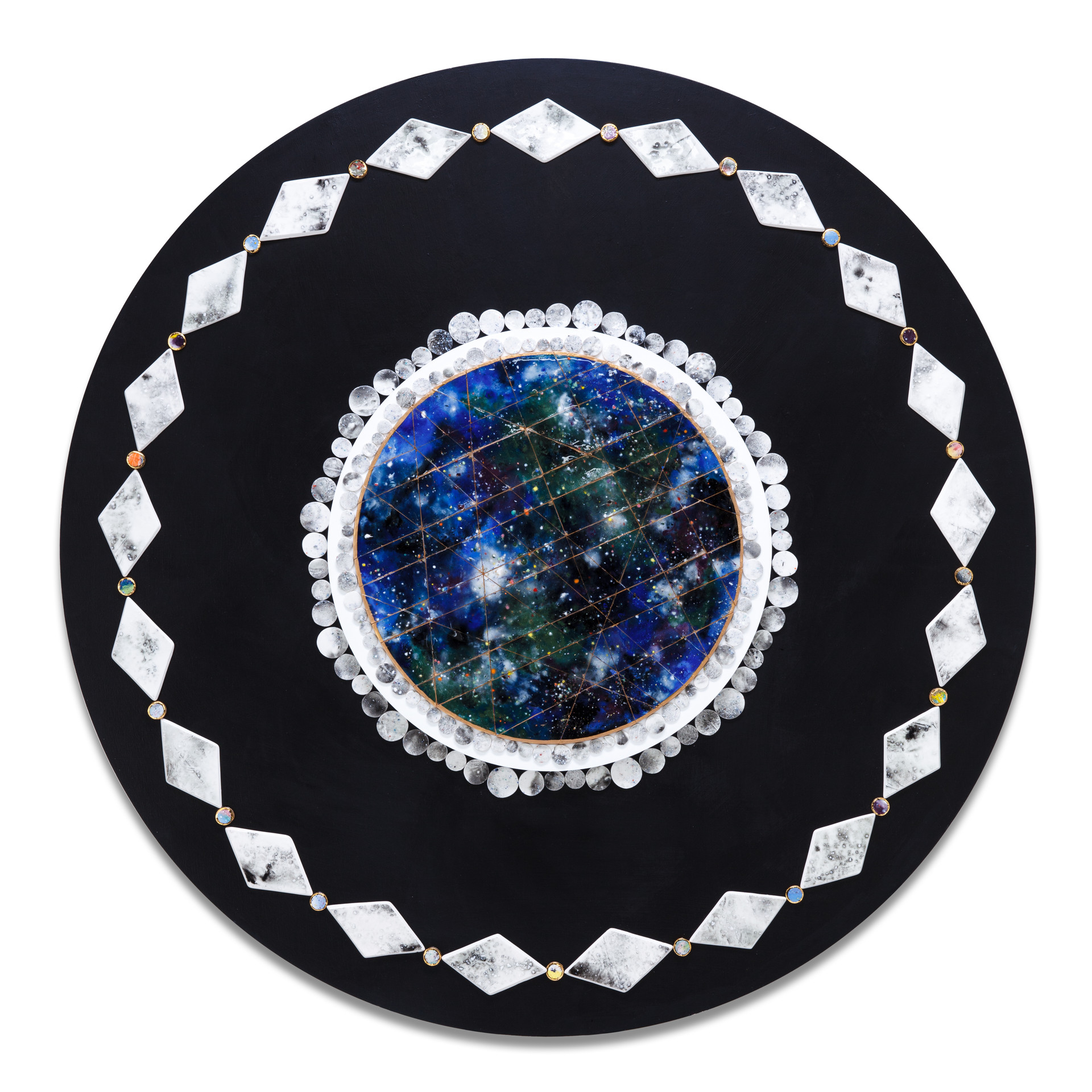 지구 _ Earth. ceramic, acrylic, resin on wood. 100x100cm