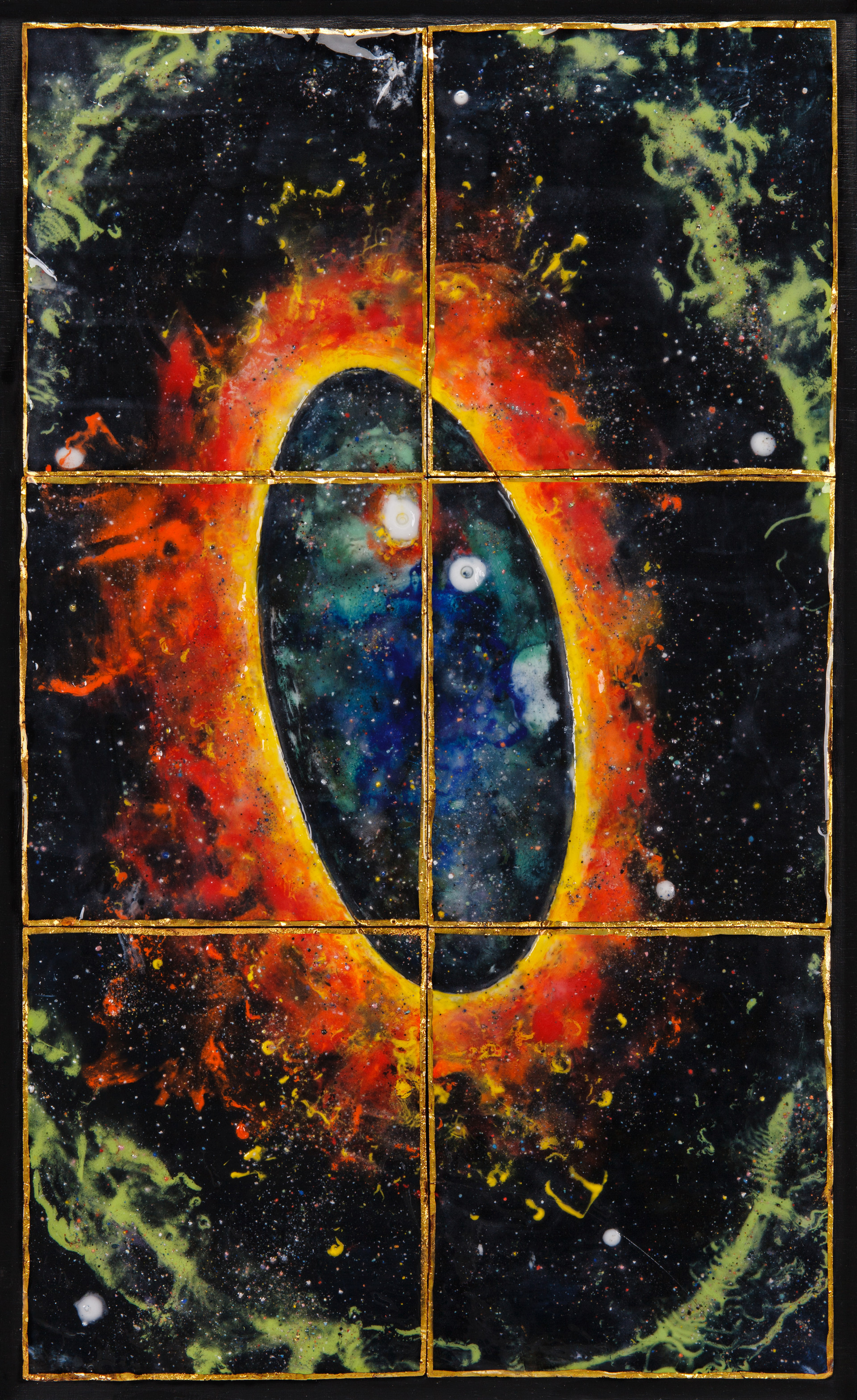 은하계 _ Galaxy. 24k gold, ceramic on wood. 43 x 69cm