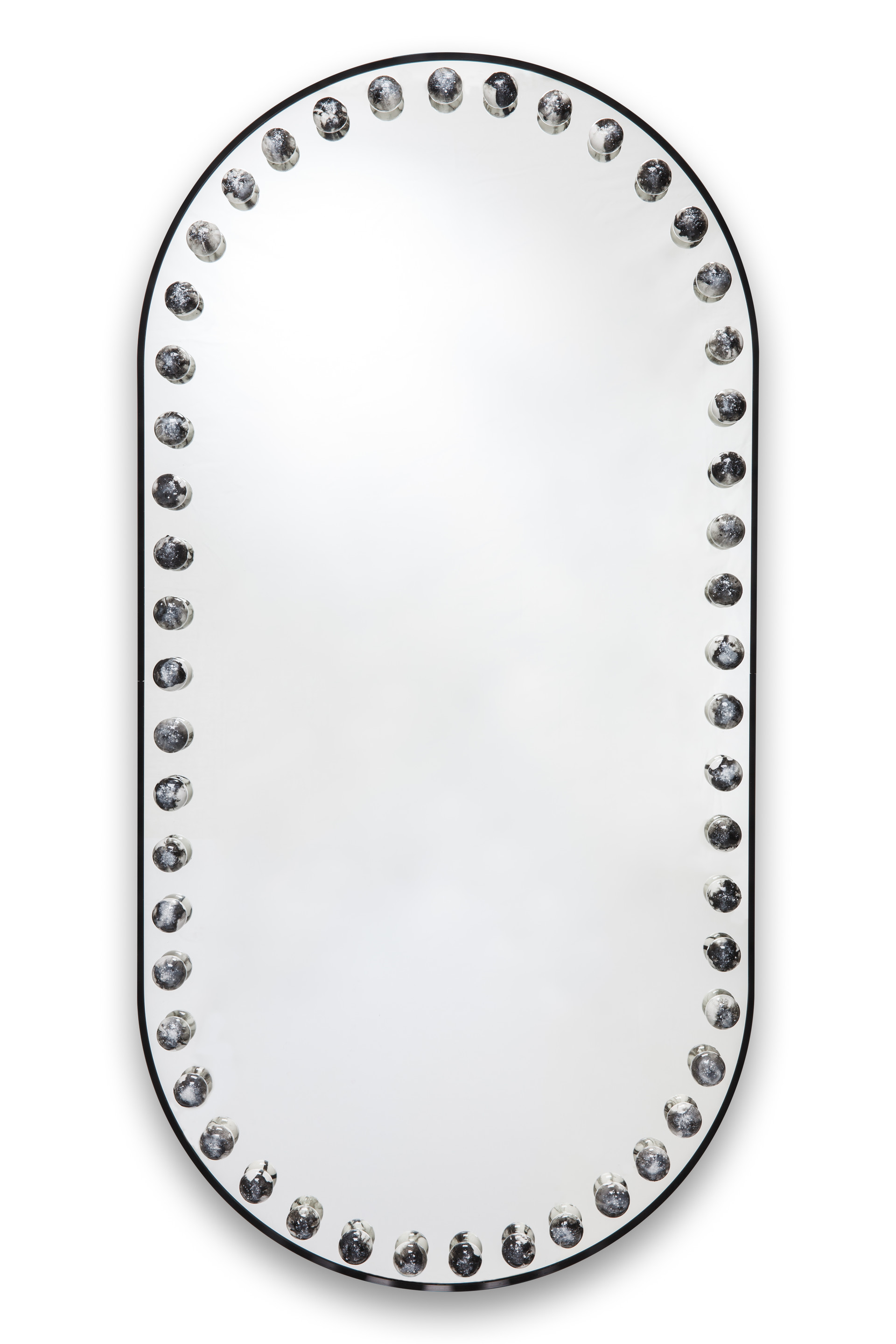 Moon in the night. ceramic on mirror. 60x118cm