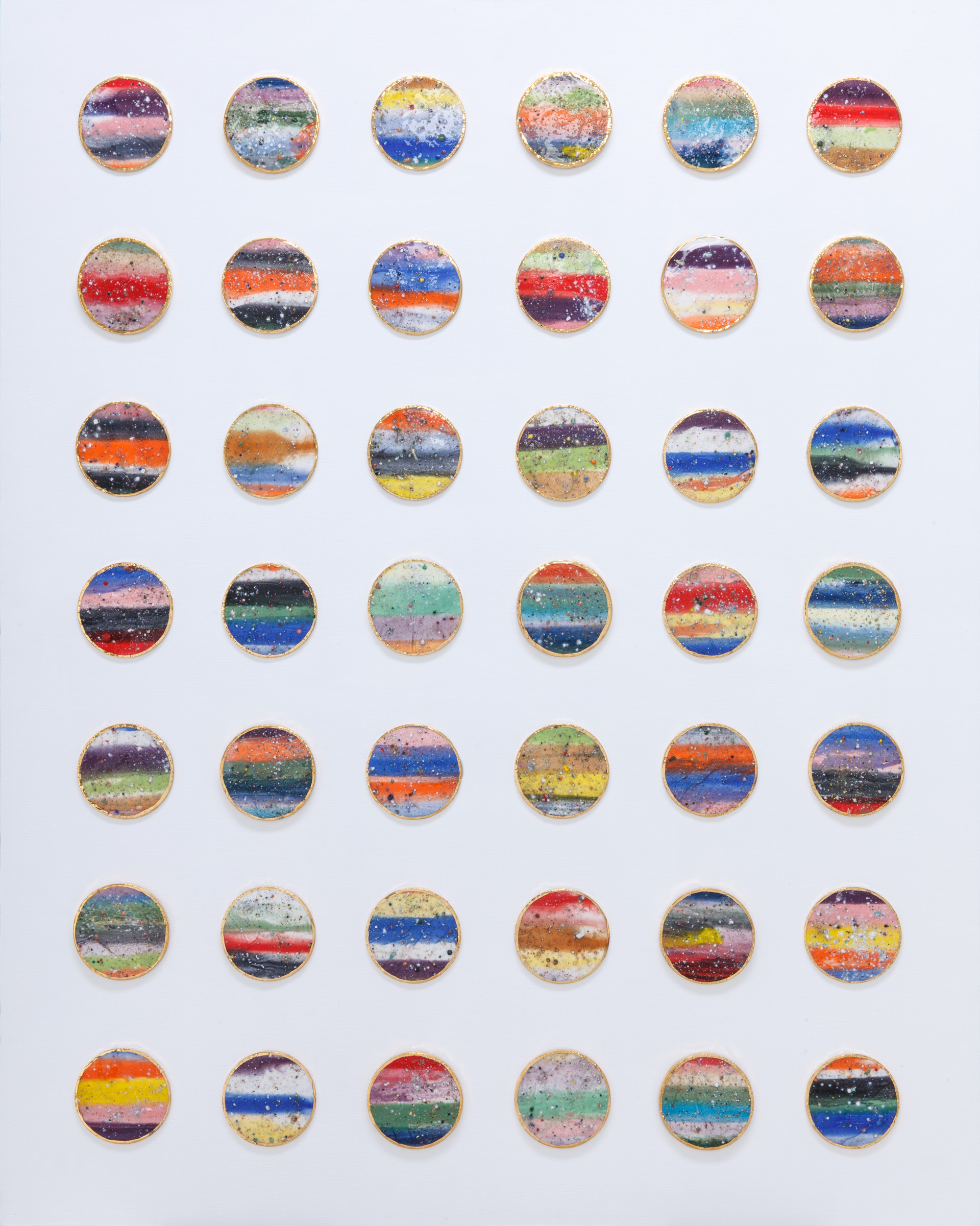 관계 _ Relationship. ceramic, 24k gold, acrylic on wood. 100x70cm