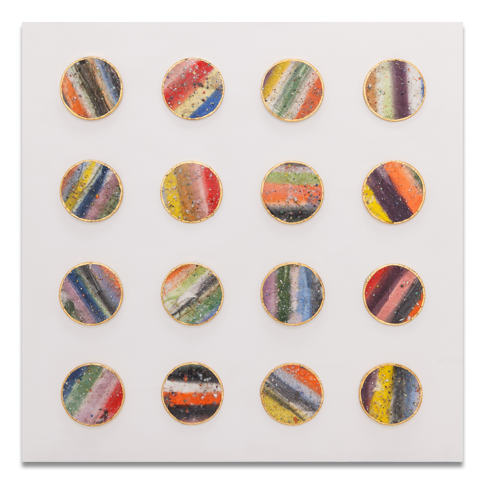 관계 _ Relationship. ceramic, 24k gold, acrylic on wood. 50x50cm