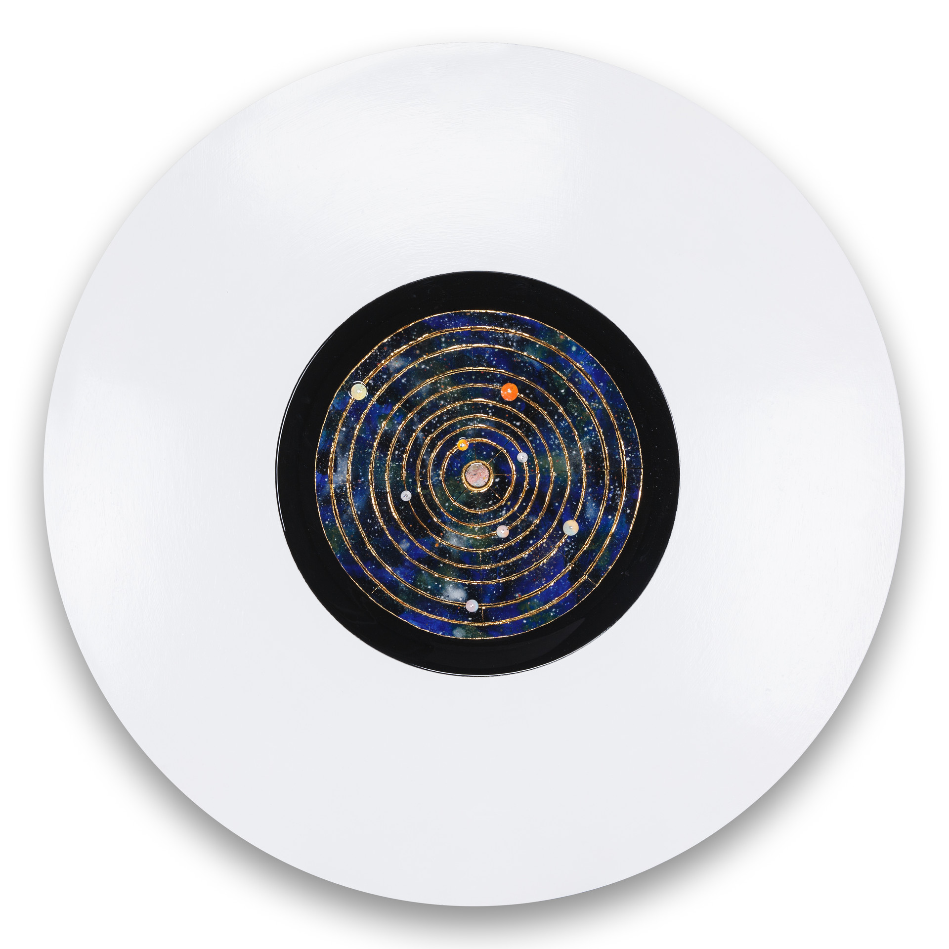 궤도 _ Orbit. ceramic, 24k, resin on wood. 100 x 100cm