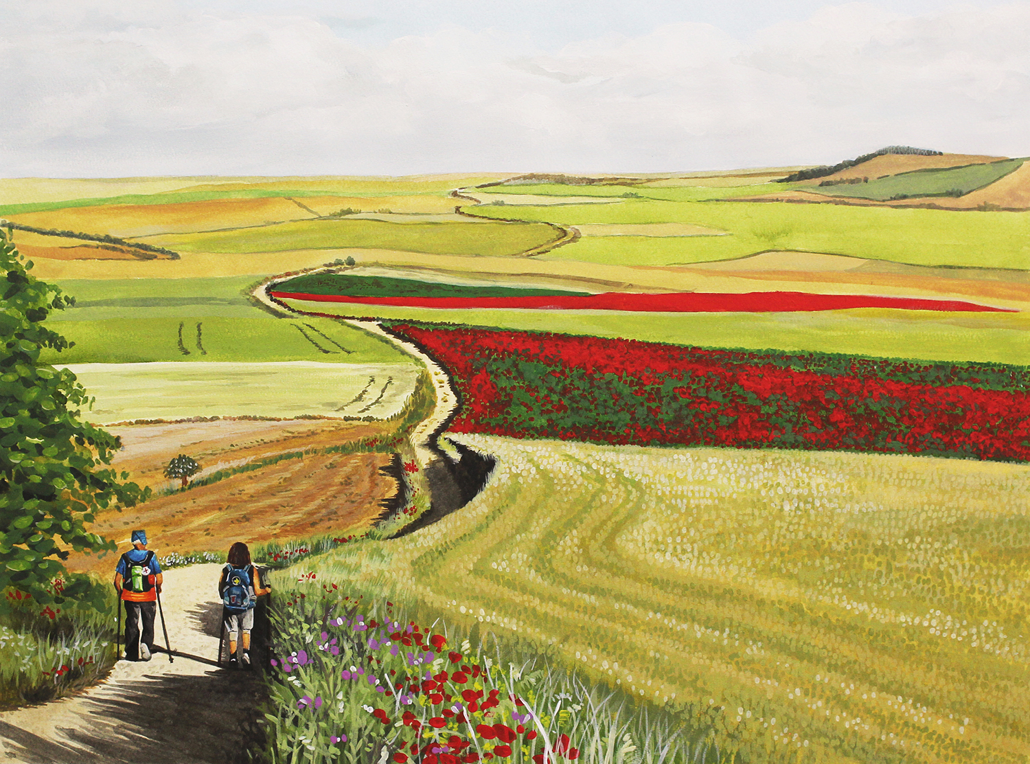 2 _ camino de santigo. gouache, water color on paper.47cm x 58cm