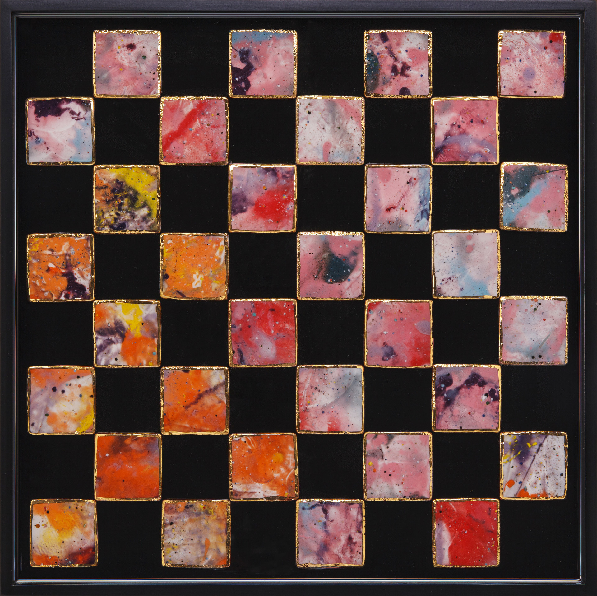 우주별 체스판 _ Universe Chessboard. ceramic, resin on steel. 42x42cm