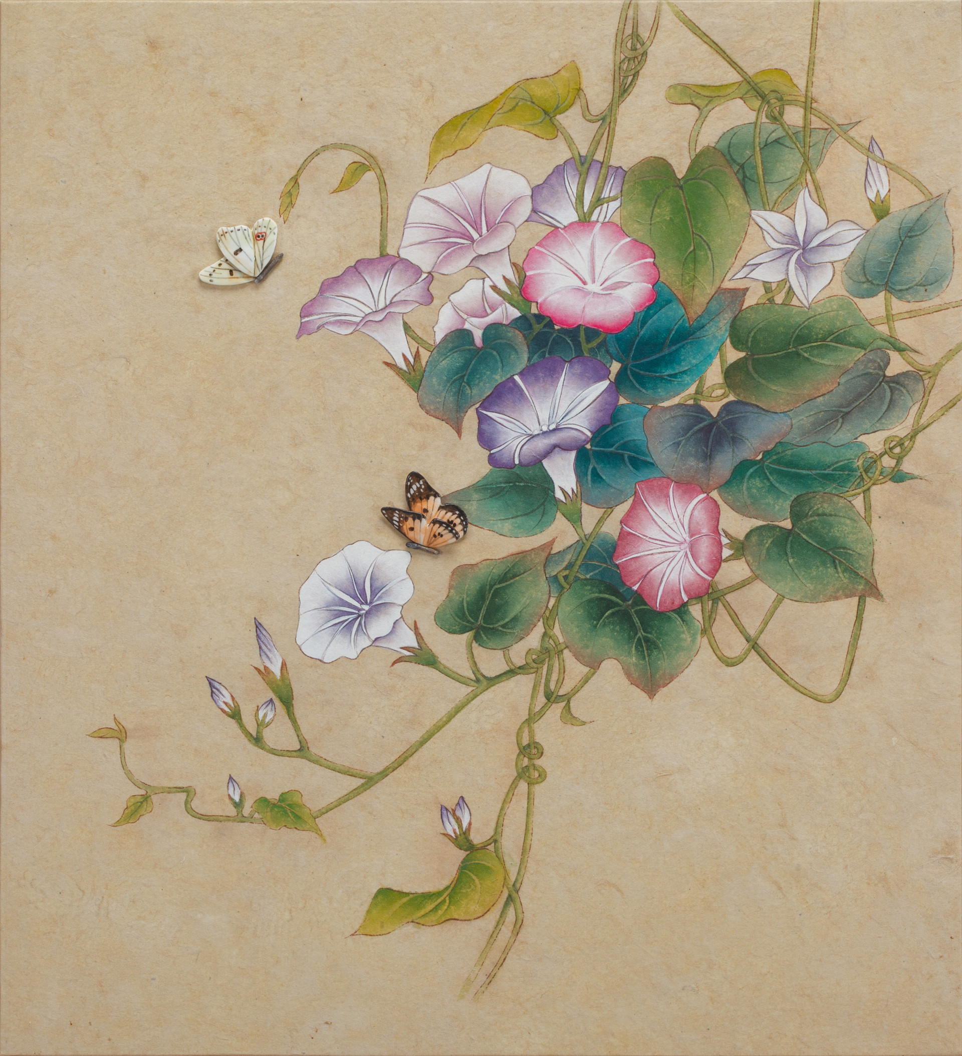 화접도. ceramic, colors on paper. 34x36.5cm