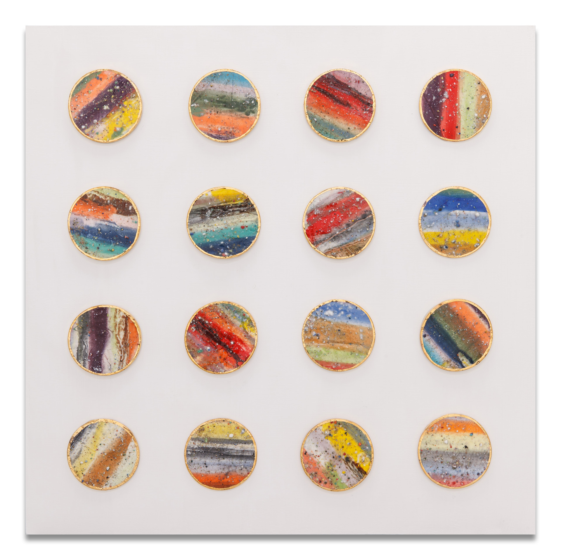 관계 _ Relationship. ceramic, 24k gold, acrylic on wood. 50x50cm