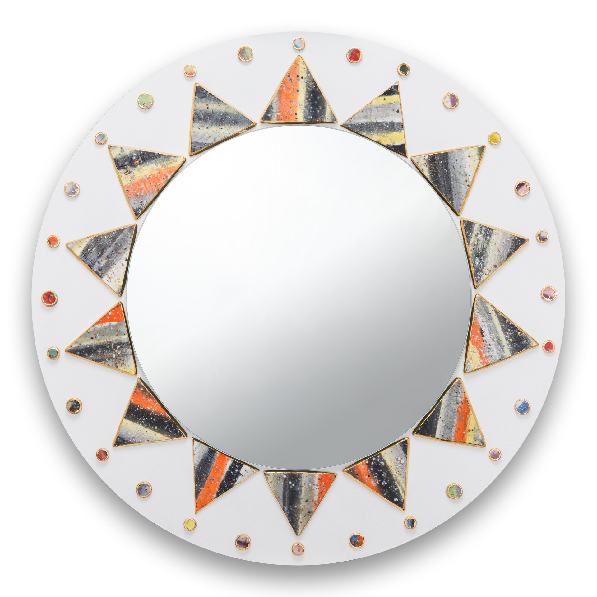 서커스 _ Circus. ceramic, 24k gold, mirror on wood. 61 x 61cm